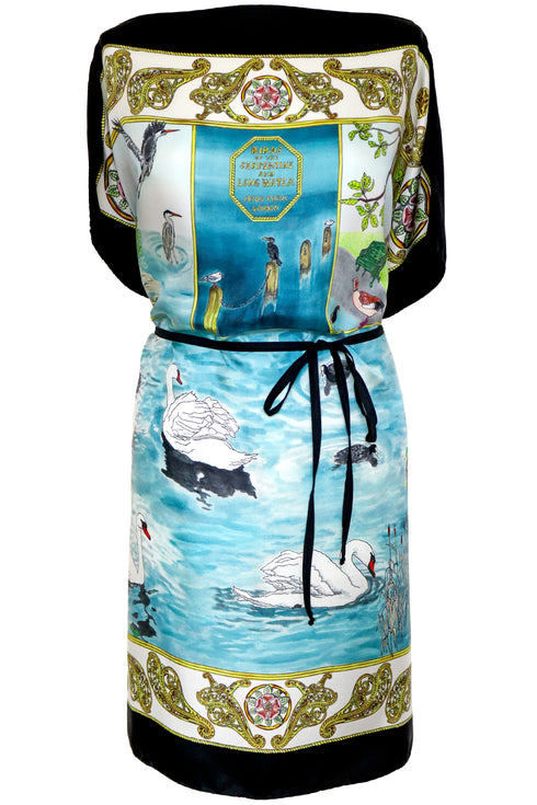 Amanda "Birds of Hyde Park/Ginkgo Leaves" Silk Scarf Tunic